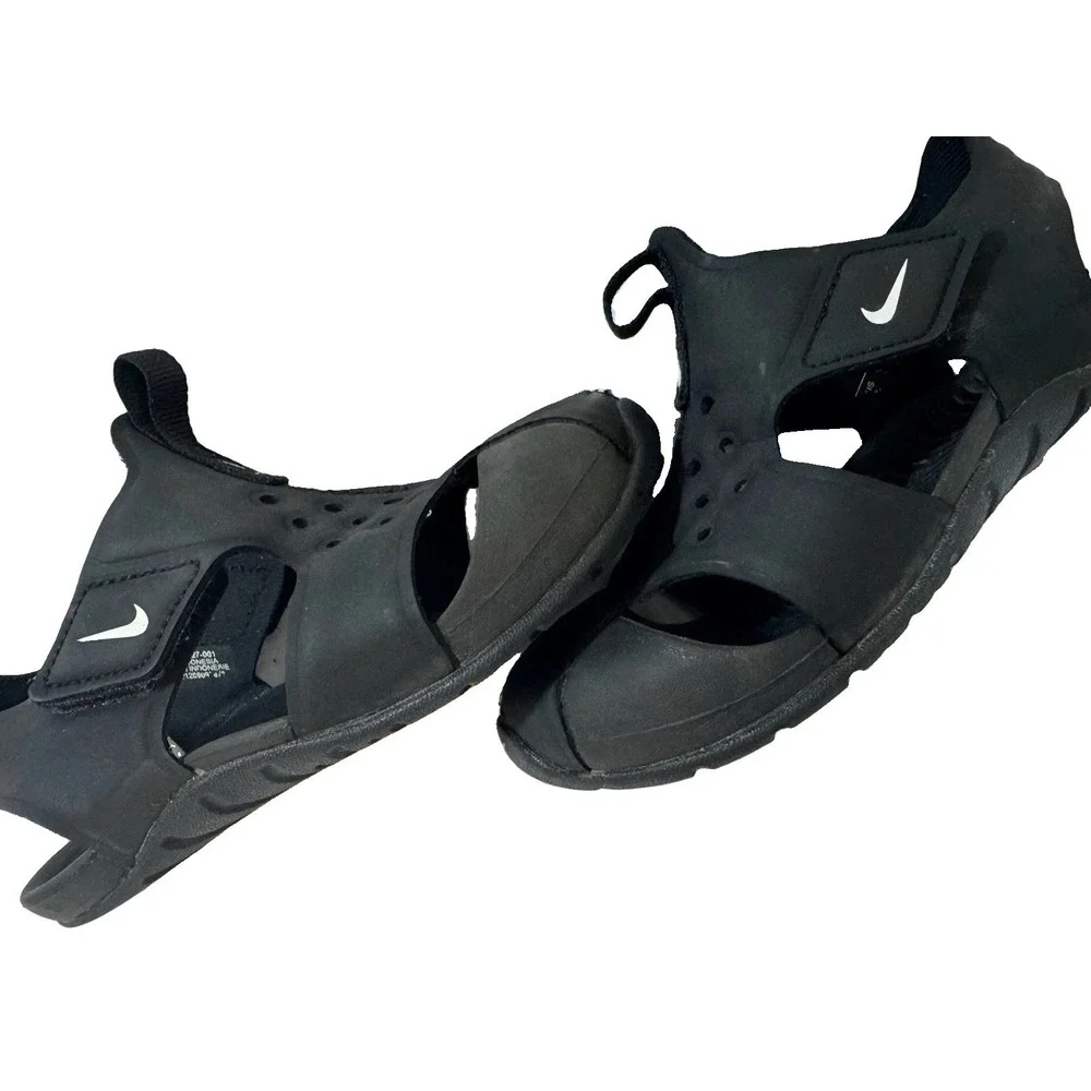 Nike Unisex Kids Black Slip-On Athletic Sandals Closed Toe Logo US 8.5